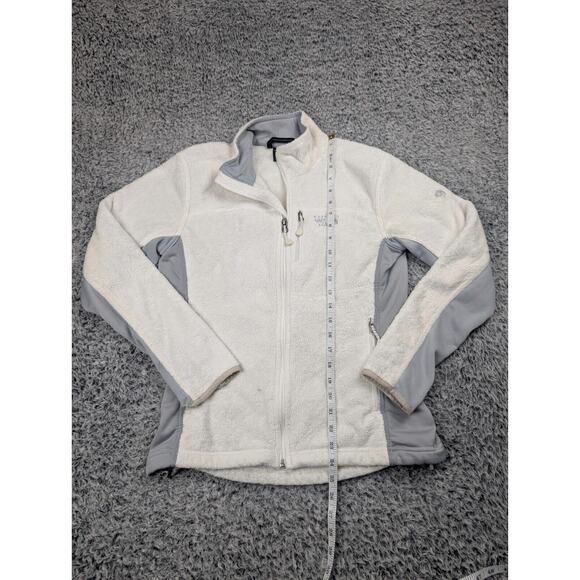 Mountain Hardware Jacket Women Small Gray White Fleece Fuzzy Full Zip Chore - Picture 5 of 9